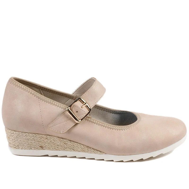 Grippy Adjustable Fasten Mary Janes - WOIL43001 / 328 882 - Beige