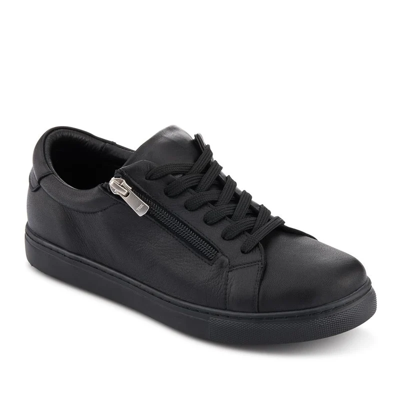 Wide-Fit Leather Zip & Lace Trainers - ULUTA42000 / 328 391