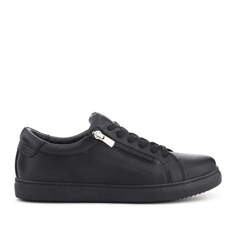 Wide Fit Leather Zip & Lace Trainers - ULUTA42000 / 328 391 - Black