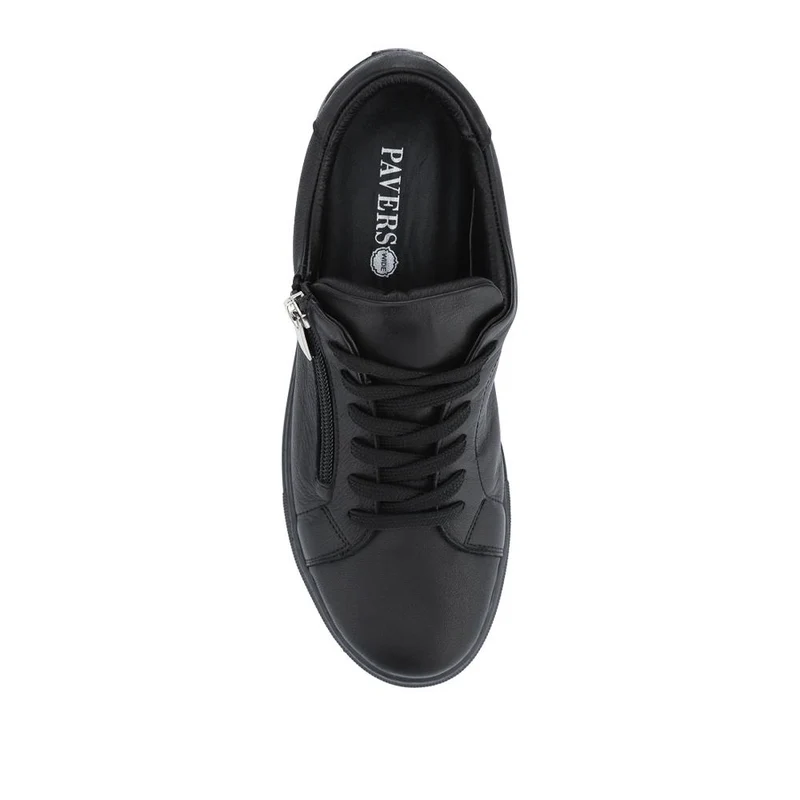 Wide Fit Leather Zip & Lace Trainers - ULUTA42000 / 328 391 - Black