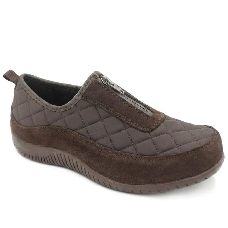 Wide-Fit Leather Slip-On Shoes With Zip Fastening - BRK42019 / 328 406