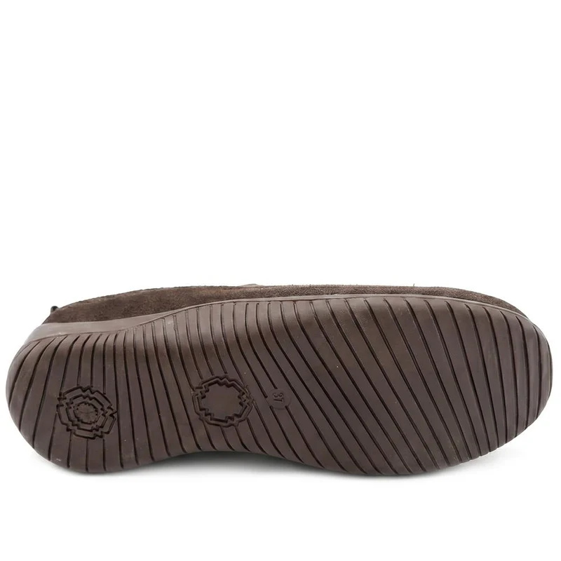 Wide Fit Leather Slip-On Shoes With Zip Fastening - BRK42019 / 328 406 - Chocolate