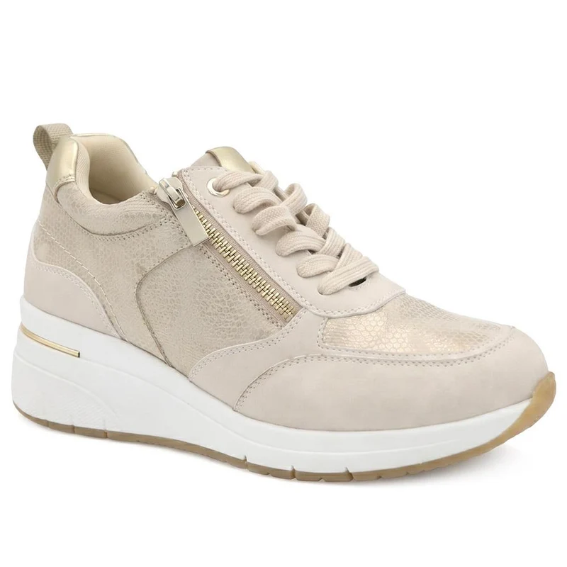 Bellissimo Wide Fit Zip & Lace Trainers - BELWOIL41061 / 329 530 - Gold