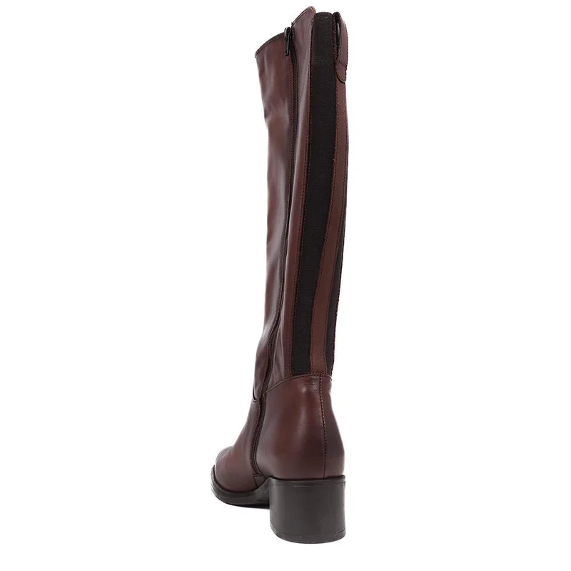 Donatella Knee High Leather Boots - DONATELLA / 322 367 - Brown