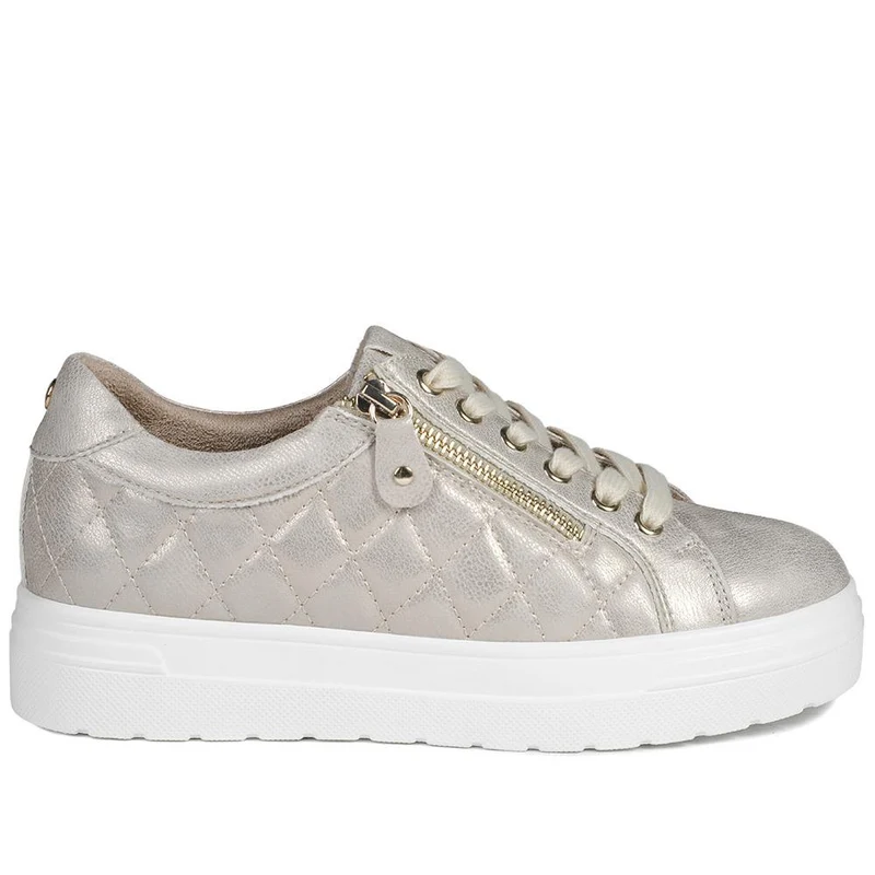 Bellissimo Wide Fit Zipped Trainers - BELWBINS43019 / 328 918 - Soft Gold