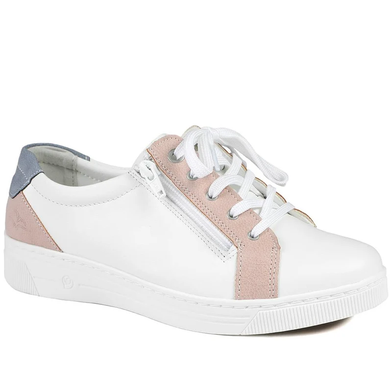 Fly Flot Leather Trainers with Functional Zip - CAL43001 / 329 364