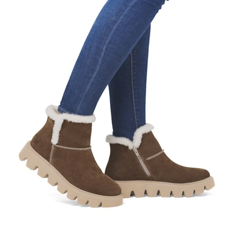 Rieker Damen-Stiefelette mit Lammfellfutter - Braun