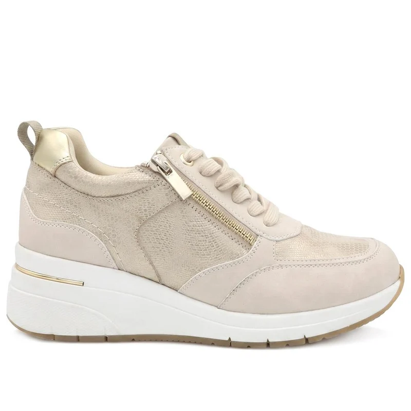 Bellissimo Wide Fit Zip & Lace Trainers - BELWOIL41061 / 329 530 - Gold