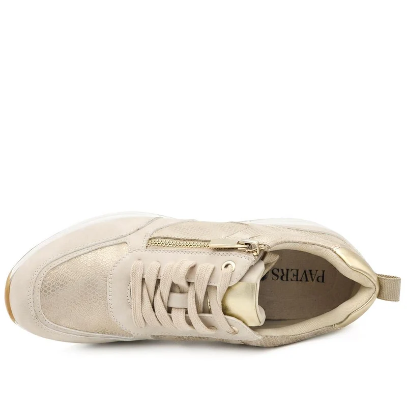 Bellissimo Wide Fit Zip & Lace Trainers - BELWOIL41061 / 329 530 - Gold