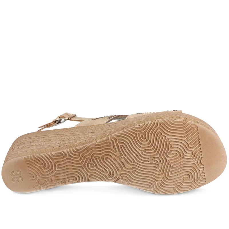 Inblu Slingback Sandals With Rhinstone Detailing - INB43052 / 330 371 - Beige