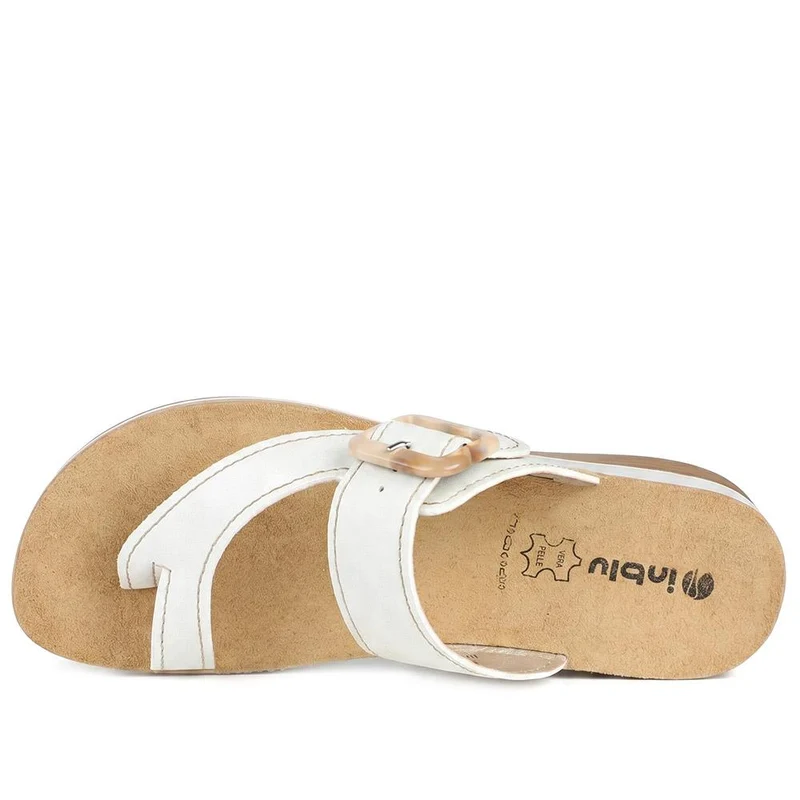 Inblu Buckle Fasten Toe Post Sandals - INB43056 / 330 395 - White