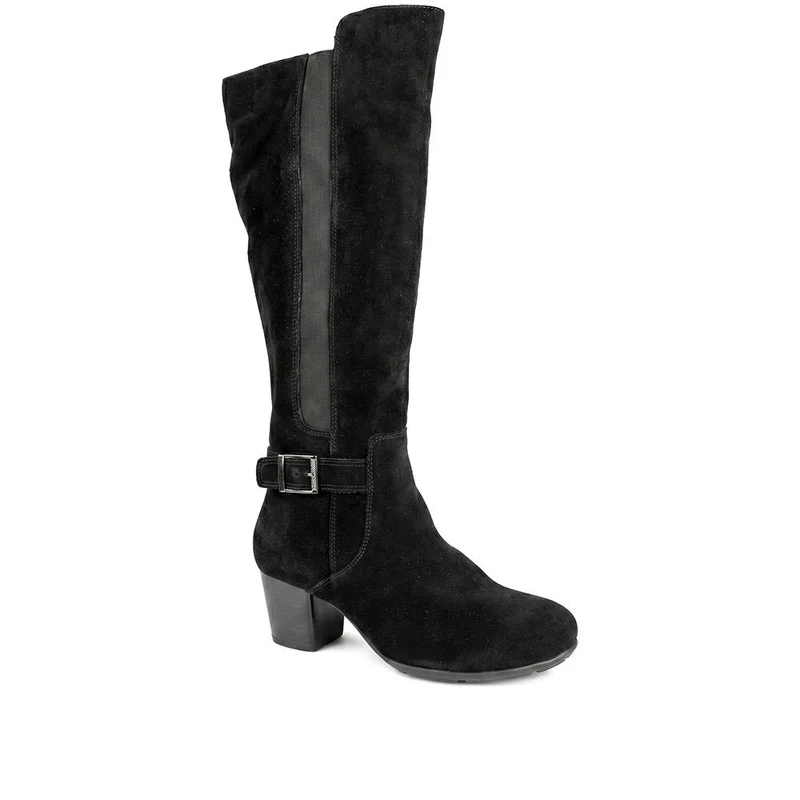 Heeled Long Boots - RNB40031 / 326 120 - Black Suede