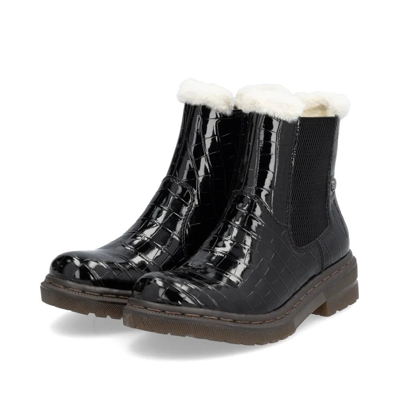 Rieker Modische Stiefelette für Damen mit Fleecefutter - Schwarz