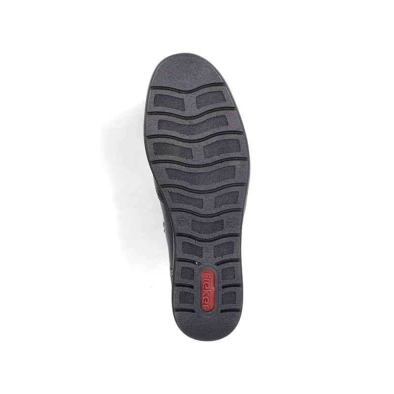 Rieker Damen Modische Lederstiefelette mit Keilabsatz - Schwarz