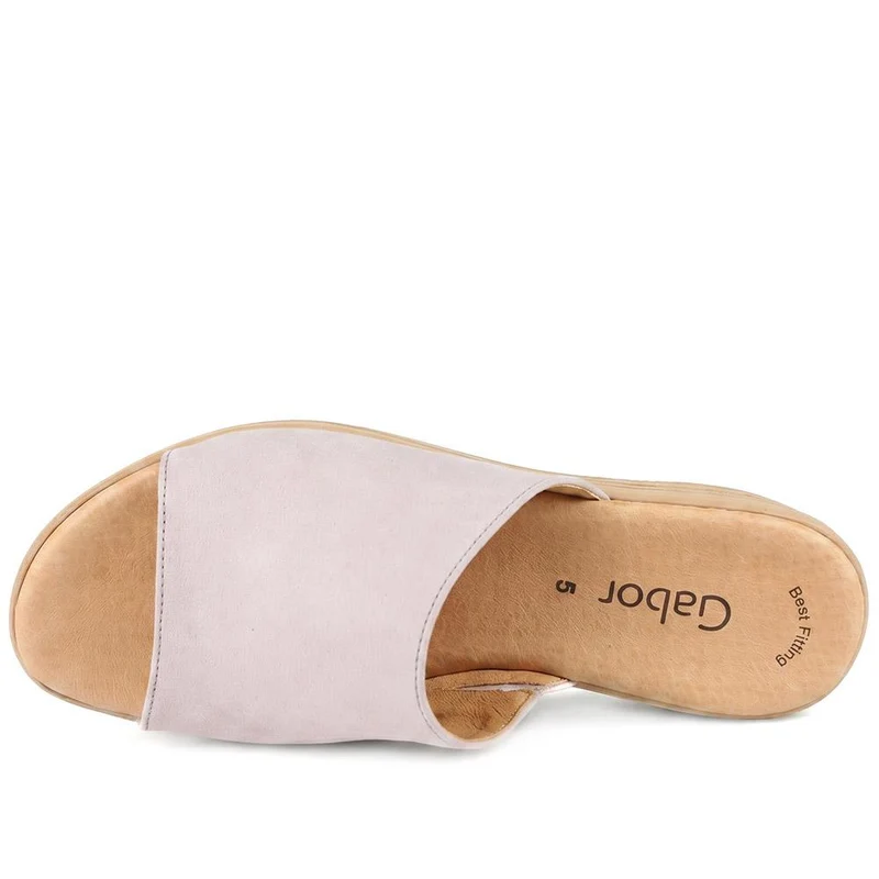 Gabor Leather Wedged Mule Sandals - GABC44507 / 330 262 - Taupe