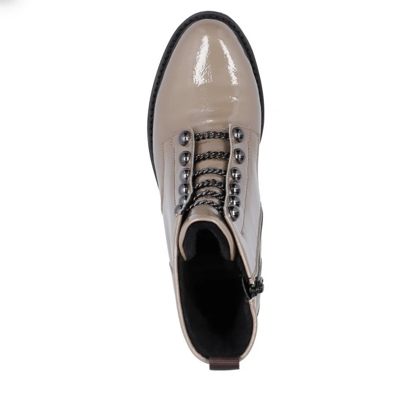 Remonte Damen-Stiefelette aus Lackleder mit Fleecefutter - Beige