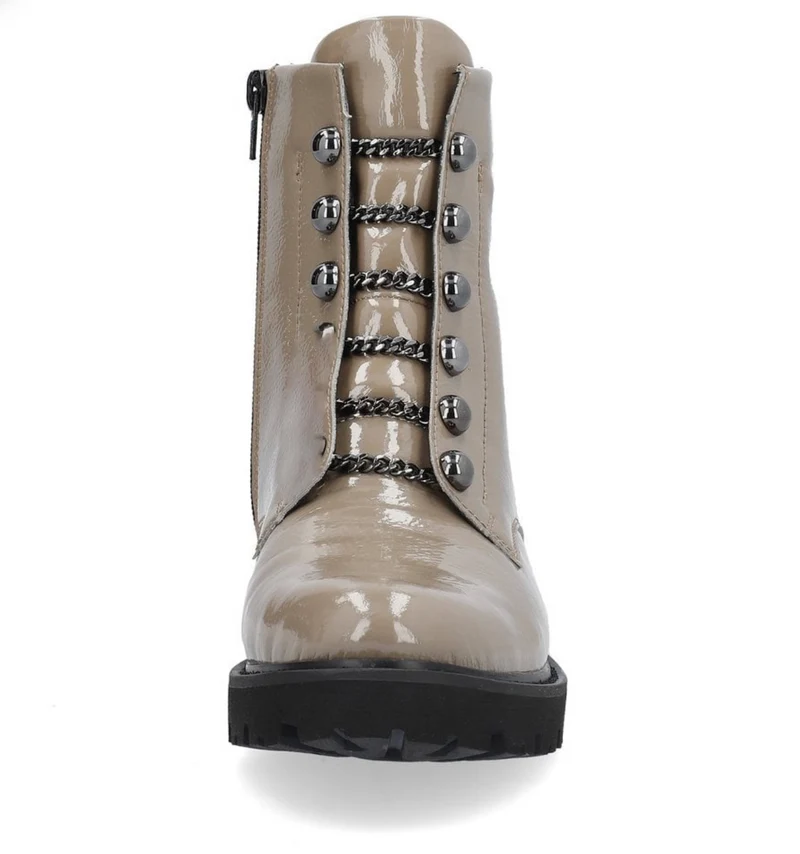 Remonte Damen-Stiefelette aus Lackleder mit Fleecefutter - Beige