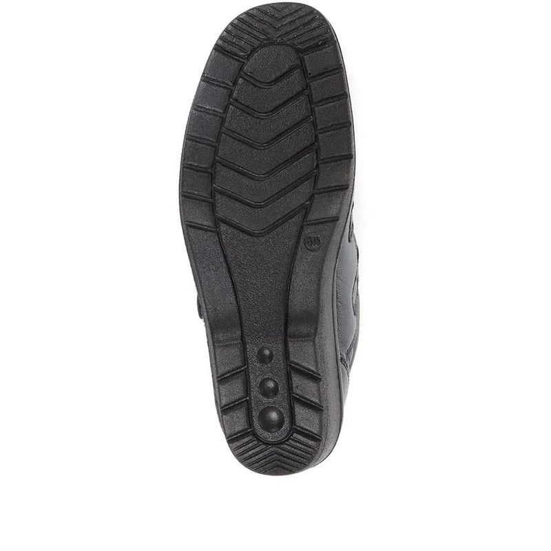 Wide Fit Leather Touch Fasten Shoes - HSRAJA2006 / 302 739 - Navy