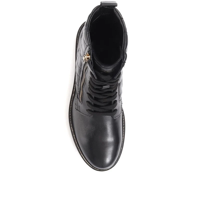 Fiona Lace-Up Leather Ankle Boots - BUG36518 / 322 875 - Black