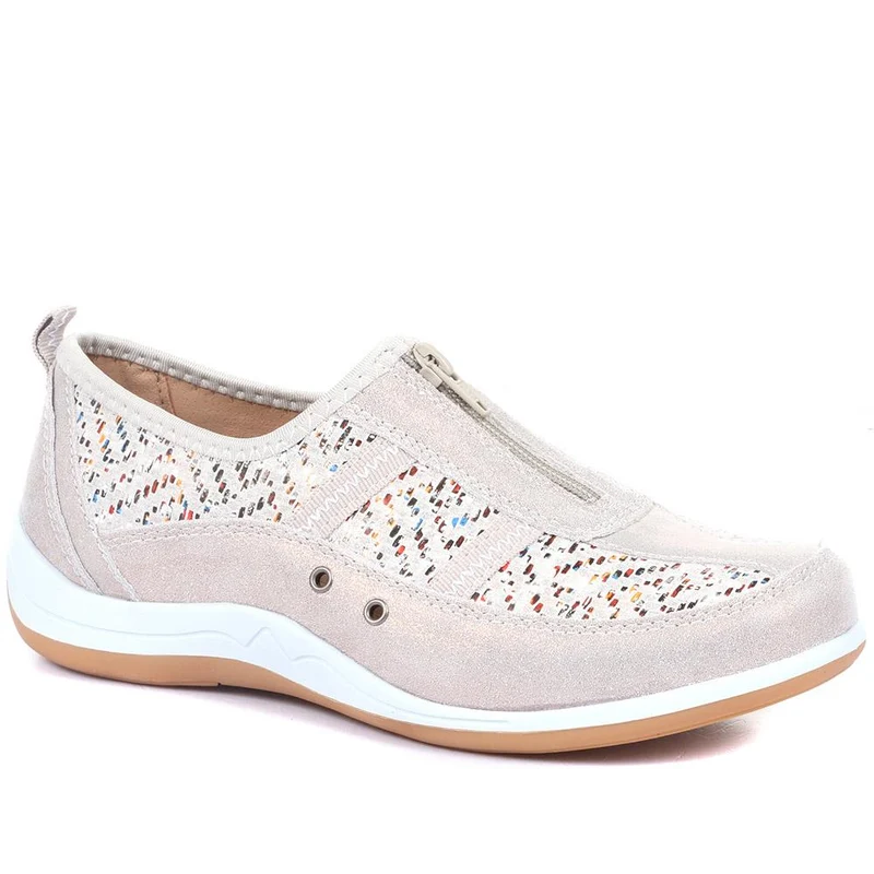 Wide Fit Leather Arch Support Trainers - BRK32001 / 318 638