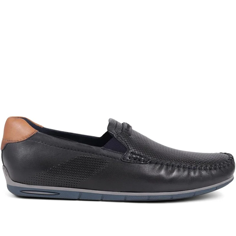 Leather Slip-On Shoes - BUG39504 / 324 763 - Navy