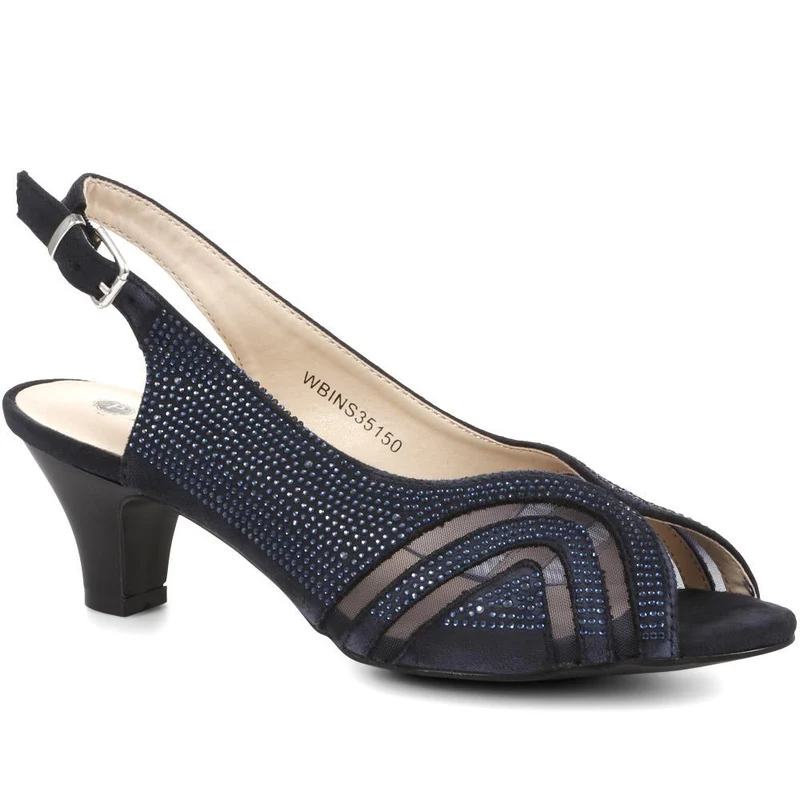 Sling-Back Evening Heels - WBINS35150 / 321 832 - Navy