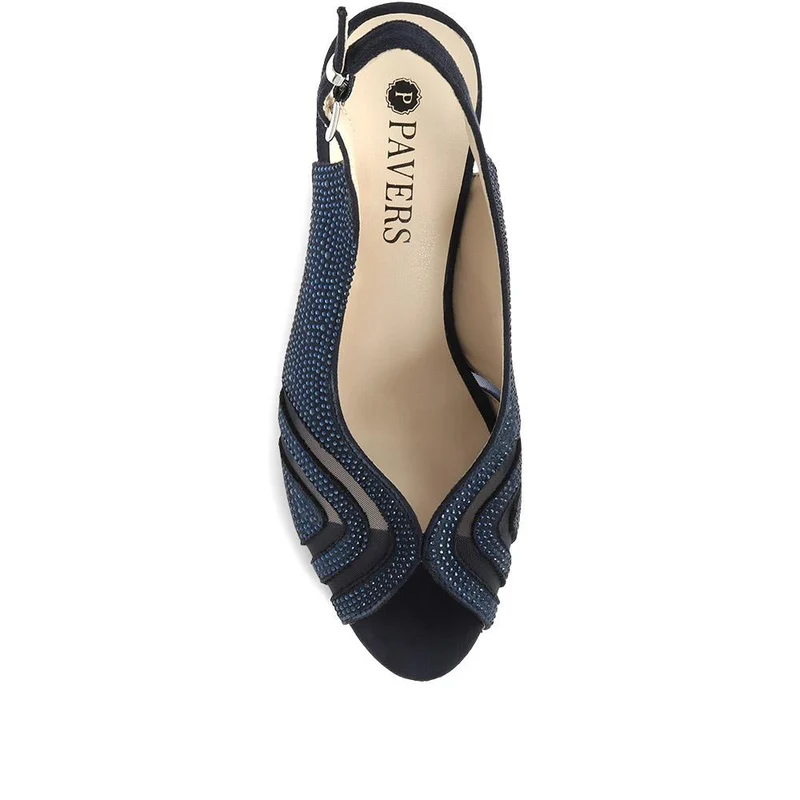 Sling-Back Evening Heels - WBINS35150 / 321 832 - Navy