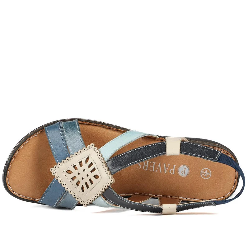 Leather Slingback Sandals - LUCK35001 / 321 605 - Blue Multi