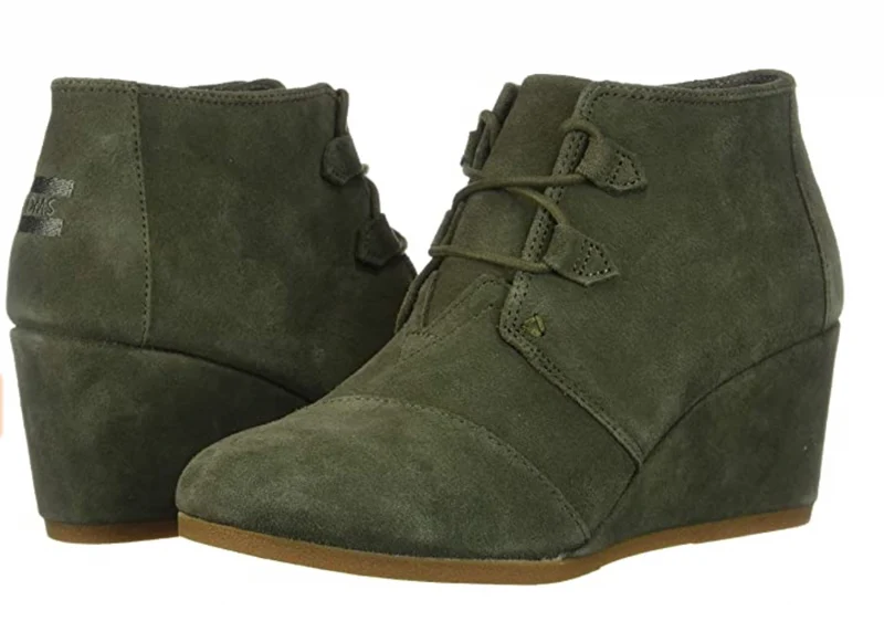 TOMS Kala-Stiefel mit Keilabsatz für Damen – Olivgrün