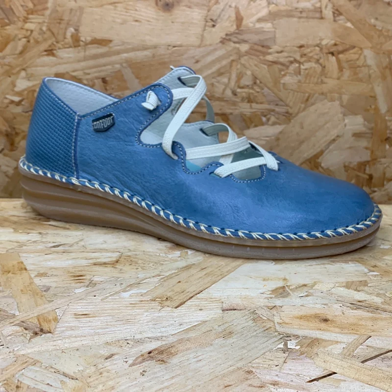 On Foot Damen Lederschuh - Jeans Blau