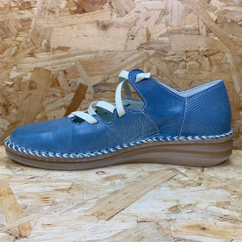 On Foot Damen Lederschuh - Jeans Blau