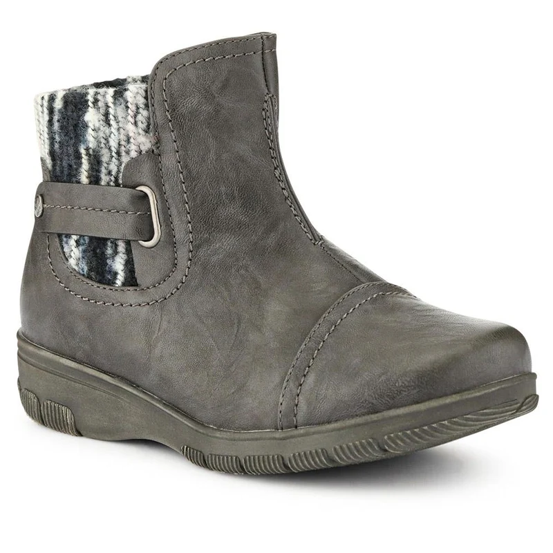 Extra-Wide Knitted Cuff Ankle Boots - CLARISA / 326 581
