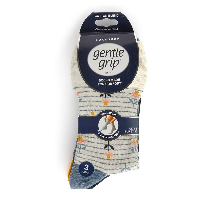 3-Pack Soft Top Socks - DAVJA27008 / 313 224 - Blue-Beige