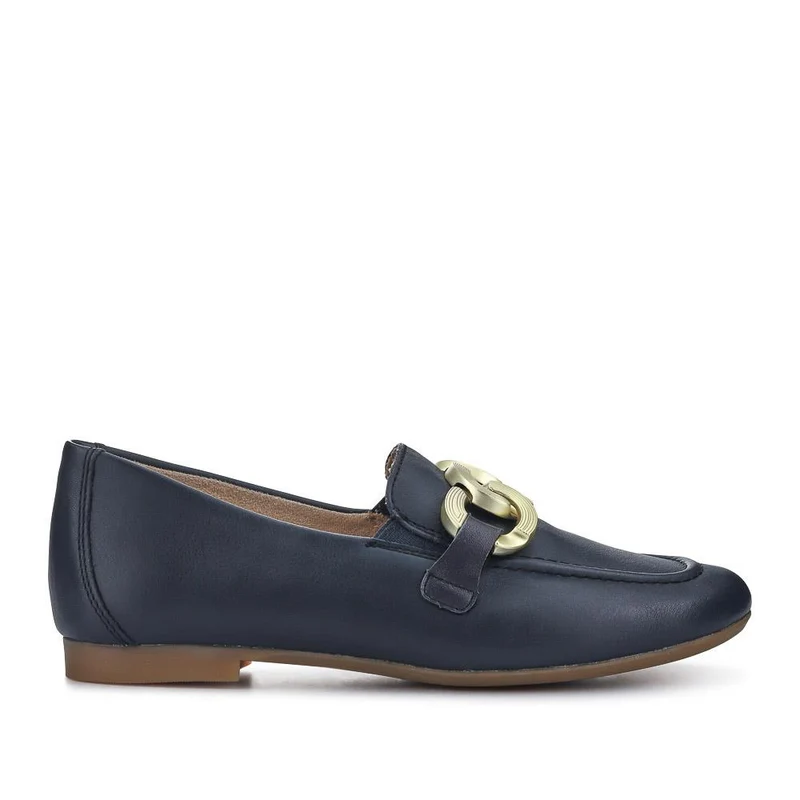 Leather Heeled Loafers - DRS41501 / 326 855 - Navy