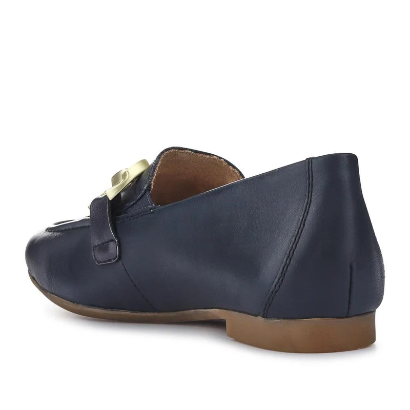 Leather Heeled Loafers - DRS41501 / 326 855 - Navy