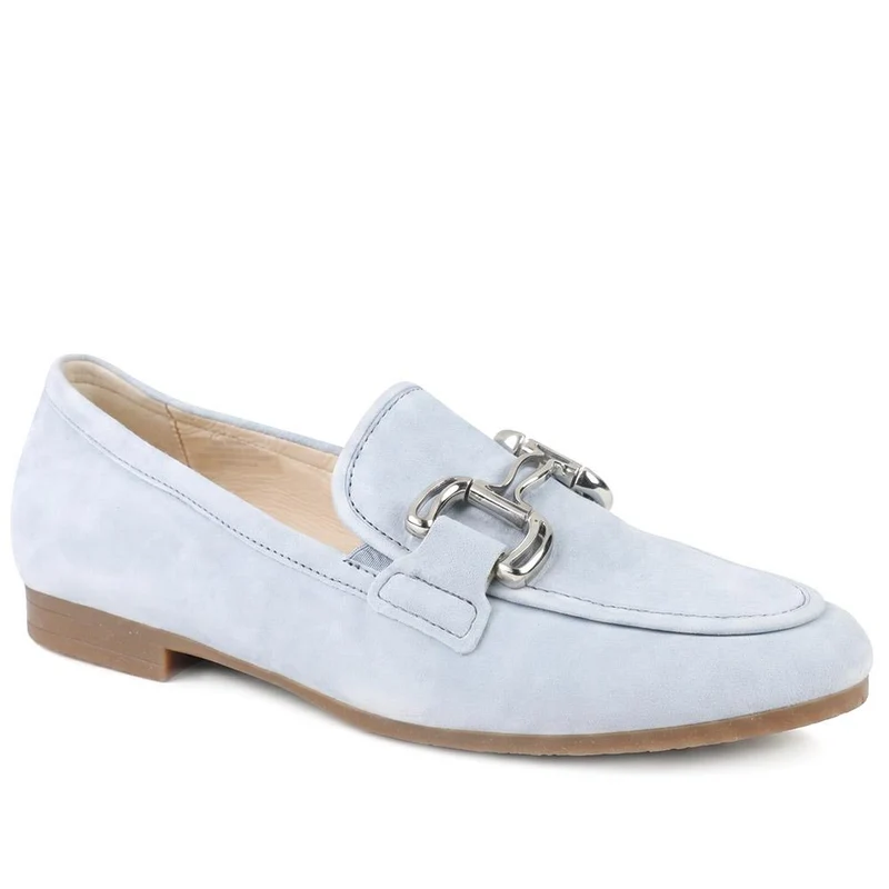Gabor Wide Fit Leather Loafers With Chrome Snaffle - GABC44519 / 330 320 - Pale Blue