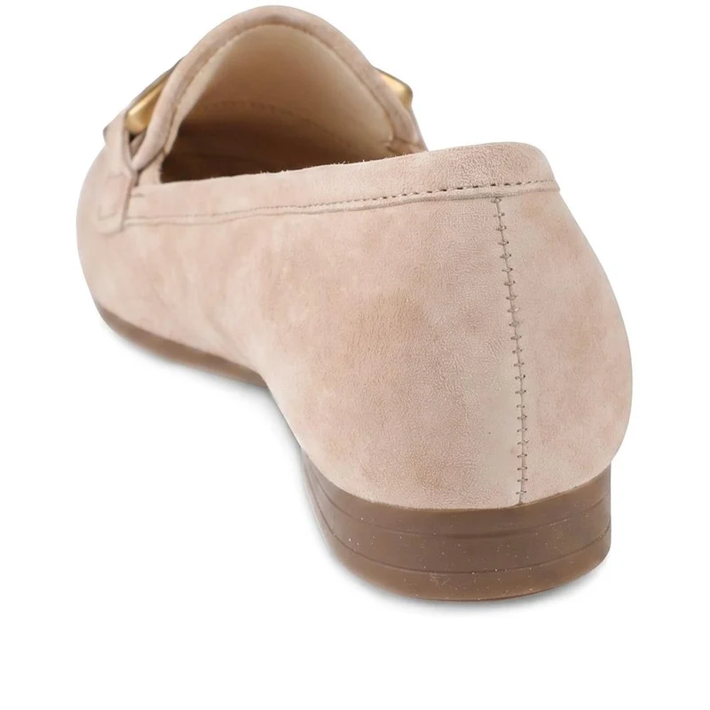 Gabor Wide Fit Leather Loafers With Chrome Snaffle - GABC44519 / 330 320 - Sand