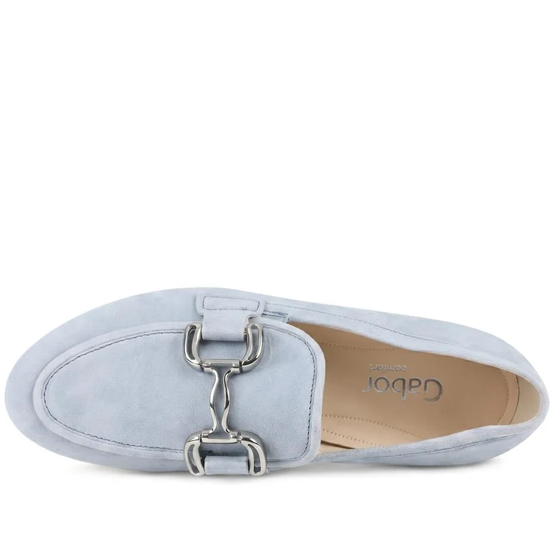 Gabor Wide Fit Leather Loafers With Chrome Snaffle - GABC44519 / 330 320 - Pale Blue