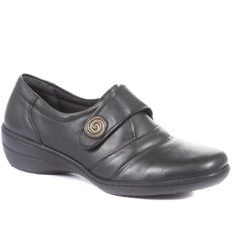 Handmade Leather Shoe with One Touch Strap - HSHAK1806 / 146 045 - Black