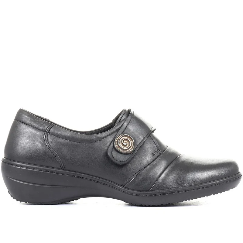 Handmade Leather Shoe with One Touch Strap - HSHAK1806 / 146 045 - Black