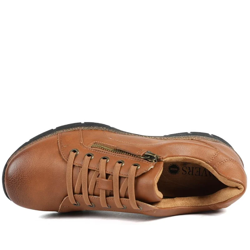 Wide Fit Casual Bungee Lace Shoes - WOIL41042 / 326 927 - Tan