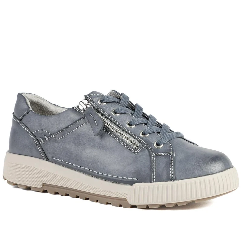 Wide Fit Zip & Lace Trainers - WBINS41019 / 326 929 - Denim