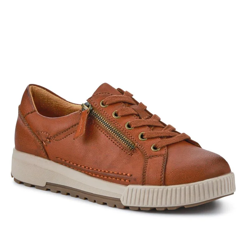 Wide Fit Zip & Lace Trainers - WBINS41019 / 326 929 - Brown