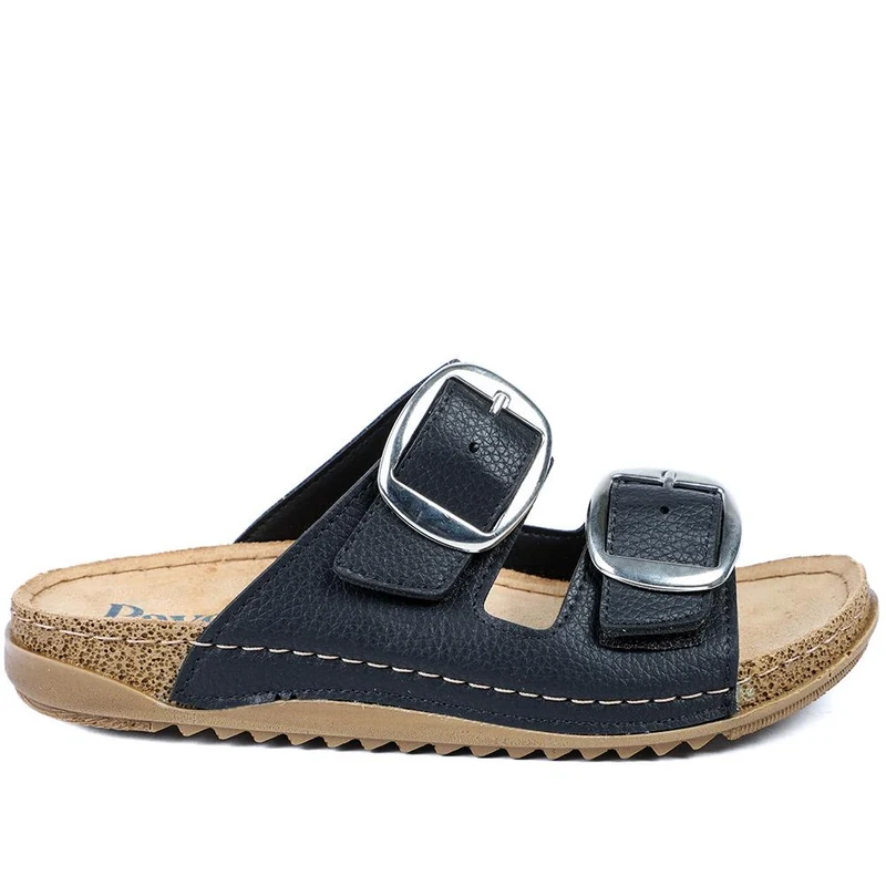 Wide Fit Buckle Detail Comfort Sandals - SERAY43001 / 329 113 - Black