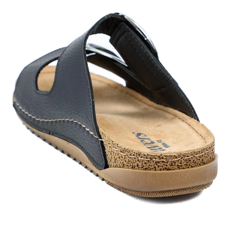 Wide Fit Buckle Detail Comfort Sandals - SERAY43001 / 329 113 - Black