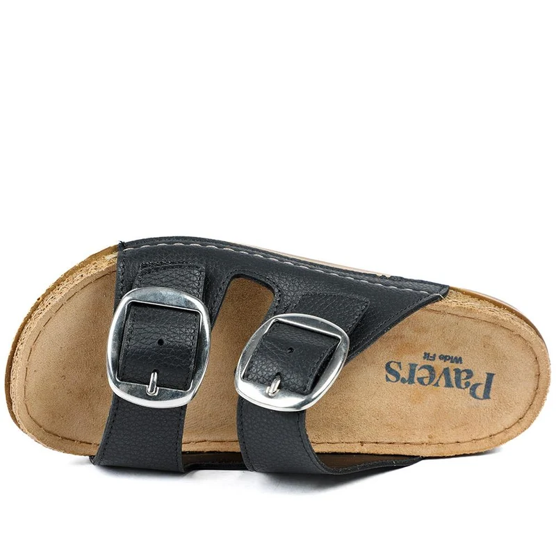 Wide Fit Buckle Detail Comfort Sandals - SERAY43001 / 329 113 - Black