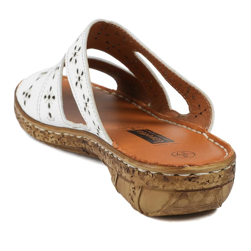 Cushioned Leather Mule Sandals - HAK43002 / 329 317 - White