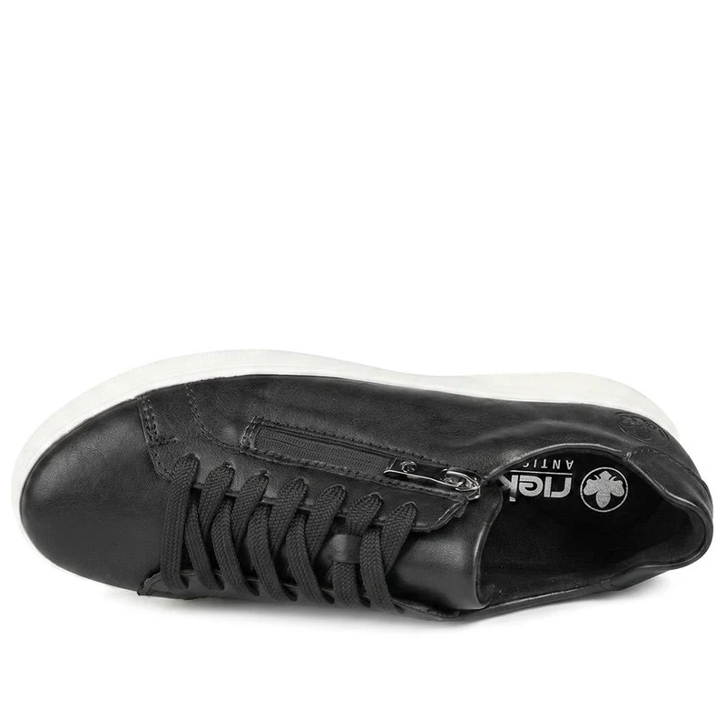Rieker Leather Zip & Lace Platform Trainers - RKR43539 / 328 768 - Black