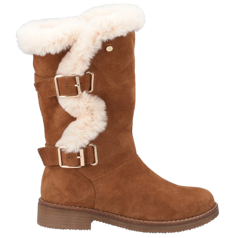 Hush Puppies Breiter Megan-Wildlederstiefel für Damen – Hellbraun