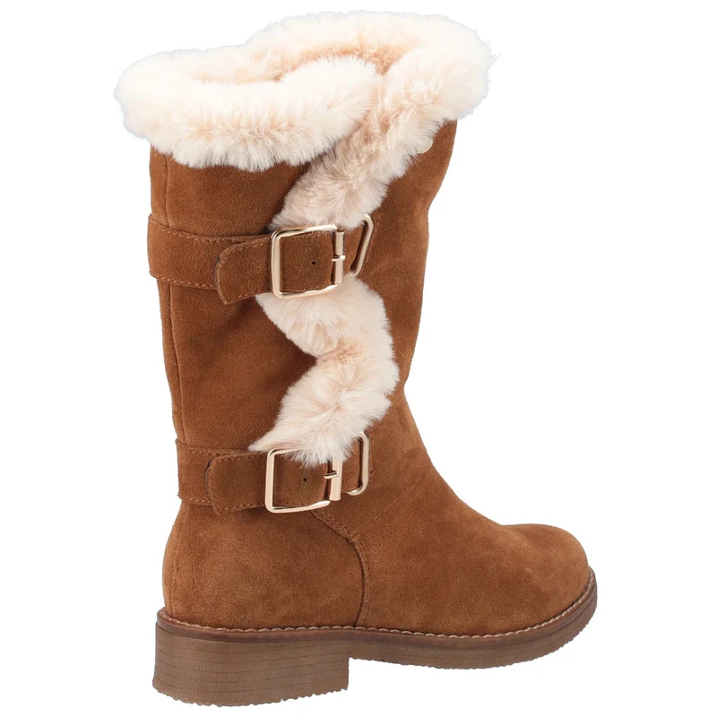 Hush Puppies Breiter Megan-Wildlederstiefel für Damen – Hellbraun